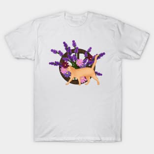 Ginger cat with flowers T-Shirt